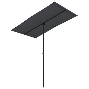 vidaXL Garden Parasol Black Polyester, Aluminum Medium Height-Adjustable