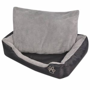 vidaXL Dog Bed Black and Grey PU-coated oxford fabric and faux fur S