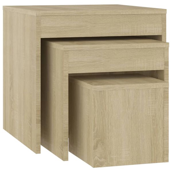 vidaXL Nesting Table Set of 3 Sonoma oak Engineered wood 3 sizes