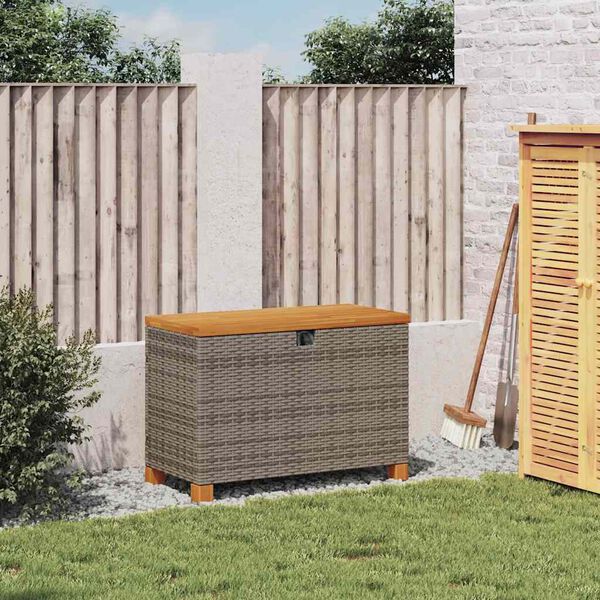 vidaXL Garden Storage Box Grey and brown PE rattan 31.5x15.7x18.9 in
