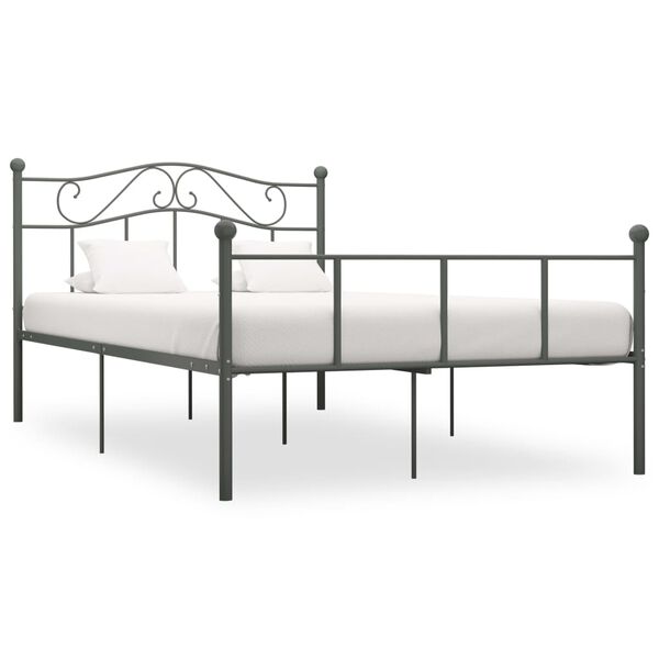 vidaXL Bed Frame Grey Metal Double Durable Bed Frame Rectangular