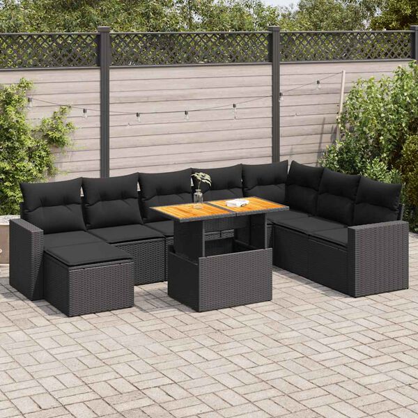 vidaXL Garden Sofa Set Black