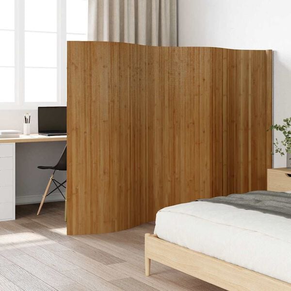 vidaXL Room Divider Brown Width 157.5" Height 65.0" Bamboo