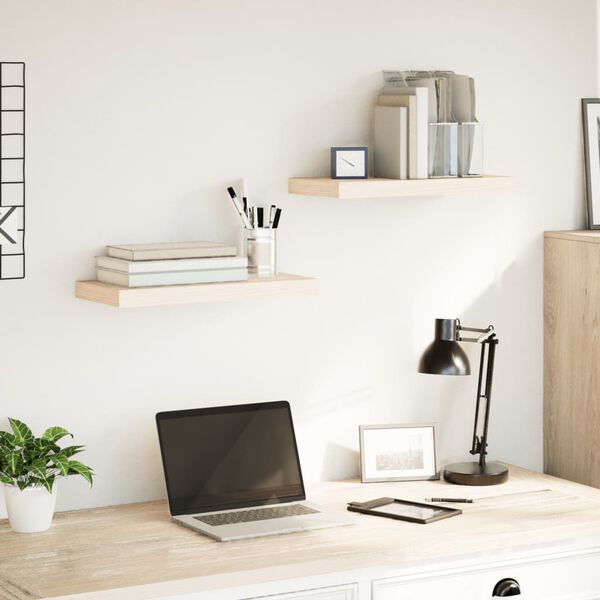 vidaXL Floating Shelf Set of 2 Oak Engineered wood with oak veneer