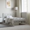 vidaXL Bed Frame White Powder-Coated Steel Single Bed Frame
