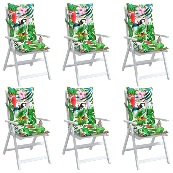 vidaXL Highback Chair Cushion Set of 6 Multicolor