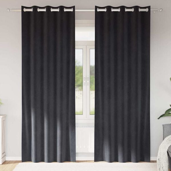 vidaXL Blackout Curtains 2 pcs Dark Grey 55.12 x 88.58 in Velvet