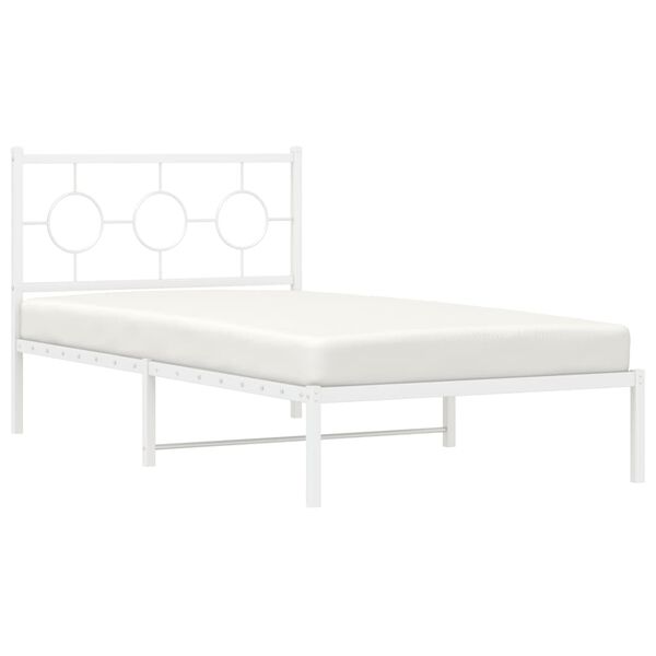 vidaXL Bed Frame White Steel Twin Bed Frame Rectangular Industrial