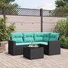 vidaXL 5 Piece Patio Sofa Set with Cushions Black Poly Rattan