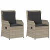 vidaXL Reclining Patio Chair Set of 2 Light grey PE rattan Standard