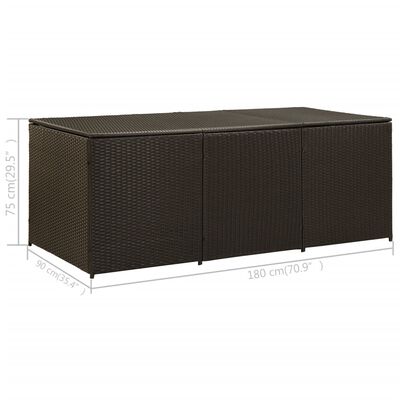 vidaXL Patio Storage Box Poly Rattan 70.8"x35.4"x29.5" Brown