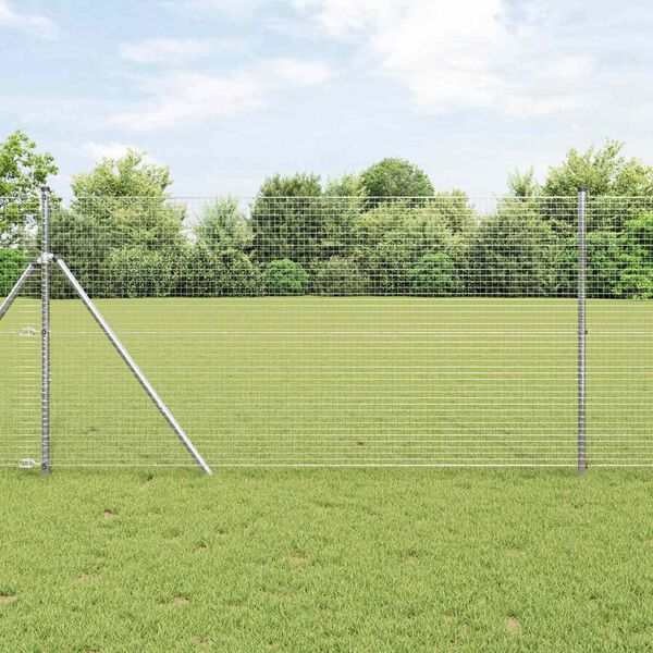 vidaXL Welded Wire Fence Silver 1.2 x 25 m