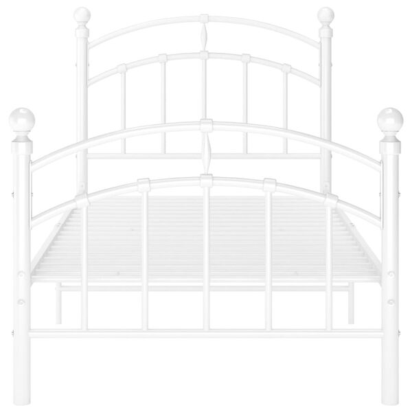 vidaXL Bed Frame White Powder-coated metal Single Durable Bed Frame