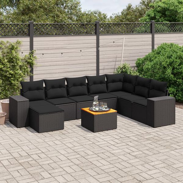vidaXL Garden Sofa Set Black