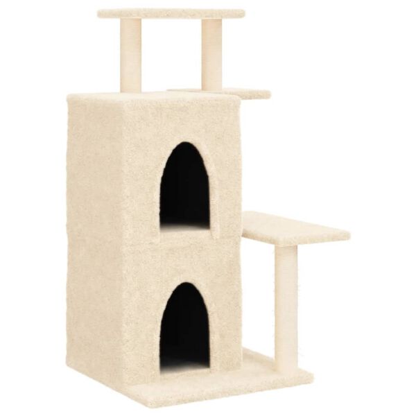 vidaXL Cat Tree Cream Engineered wood, plush, sisal Medium Durable