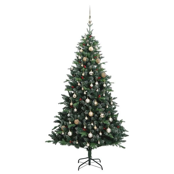 vidaXL Artificial Hinged Christmas Tree 150 LEDs & Ball Set 59.1"