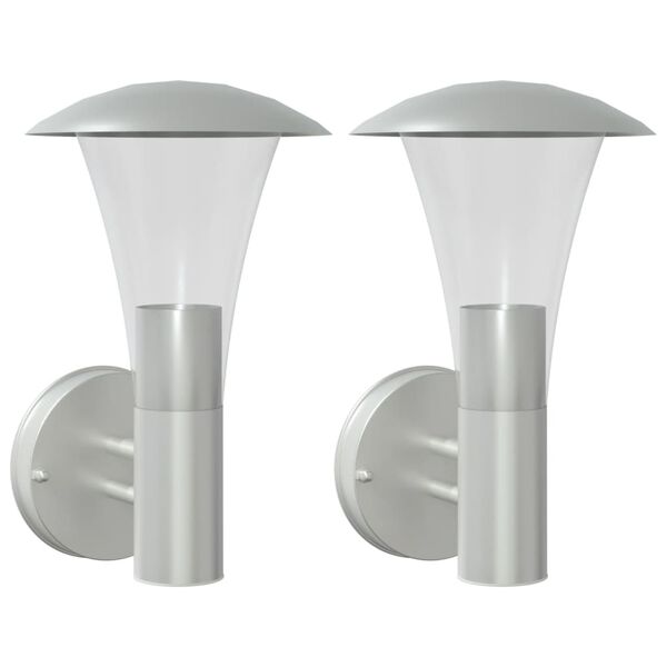 vidaXL Outdoor Wall Light Set of 2 Silver