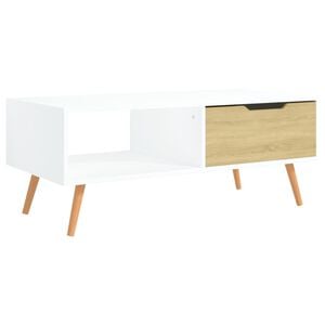 vidaXL Coffee Table White and sonoma oak Engineered wood, MDF Medium