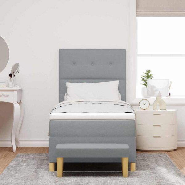 vidaXL Box Spring Bed with Mattress Light gray 39.4" x 78.7" fabric