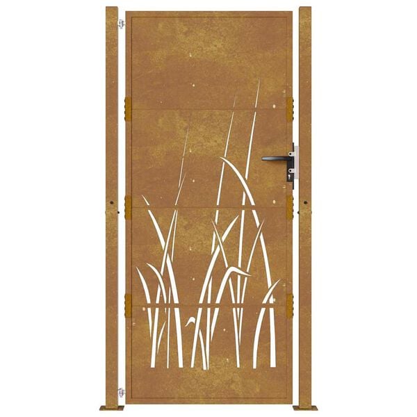 vidaXL Garden Gate 39.4x78.7" Corten Steel Grass Design