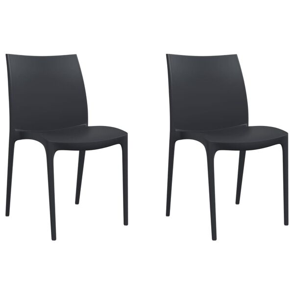 vidaXL Garden Chair Set of 2 Anthracite Polypropylene 19.7x18.1x31.5 in