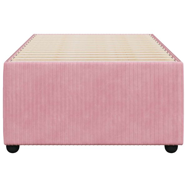 vidaXL Bed Frame Pink Velvet (100% polyester), Plywood, Engineered wood