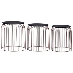 vidaXL Coffee Table Set of 3 Copper MDF Small Stackable Coffee Table