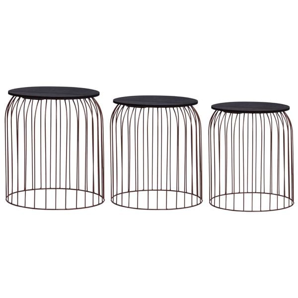 vidaXL Coffee Table Set of 3 Copper MDF Small Stackable Coffee Table