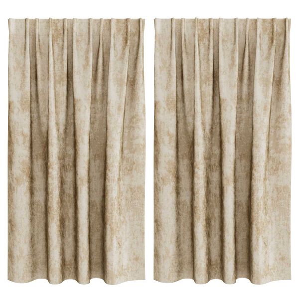 vidaXL Curtain with Curtains 2 pcs Cream 55.1" x 55.1" Velvet