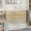 vidaXL Bathroom Furniture Set Sonoma oak, white Engineered wood, ceramic