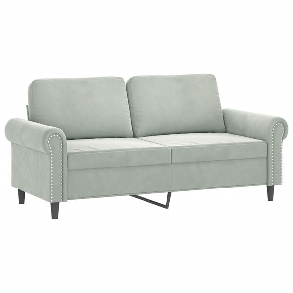 vidaXL Sofa Set Light Grey Velvet, Metal, Plywood, PP Cotton 2-Seater