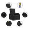 vidaXL Massage Recliner Chair Black Polyester Single Sofa