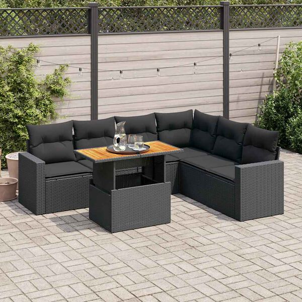 vidaXL Garden Sofa Set Black