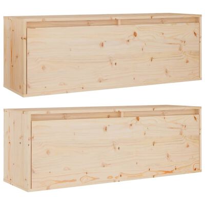 vidaXL Wall Cabinets 2pcs 39.4"x11.8"x13.8" Solid Wood Pine
