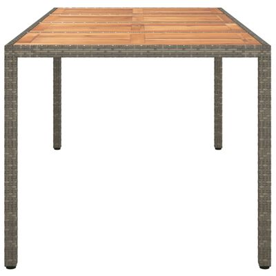vidaXL Patio Table 74.8"x35.4"x29.5" Poly Rattan and Acacia Wood Gray