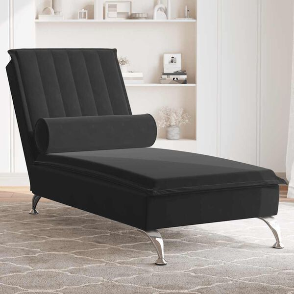 vidaXL Massage Chaise Lounge Black