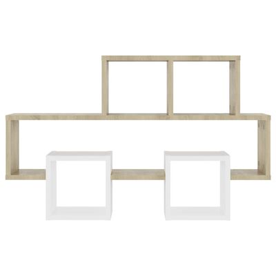 vidaXL Car-shaped Wall Shelf White & Sonoma Oak 32.3"x5.9"x20.1" Engineered Wood
