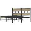 vidaXL Bed Frame Sonoma Oak Steel, Engineered wood Small Double