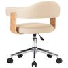 vidaXL Office Chair Cream Faux Leather Medium Height-Adjustable