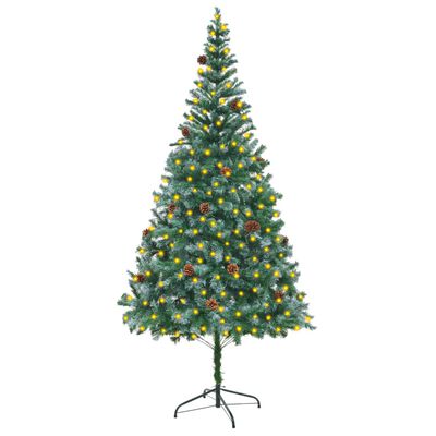 vidaXL Artificial Christmas Tree with LEDs&Pinecones 82.7"