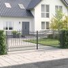 vidaXL Fence Gate with Spear Top Black 159.8"x 49.2" Powder-coated Steel