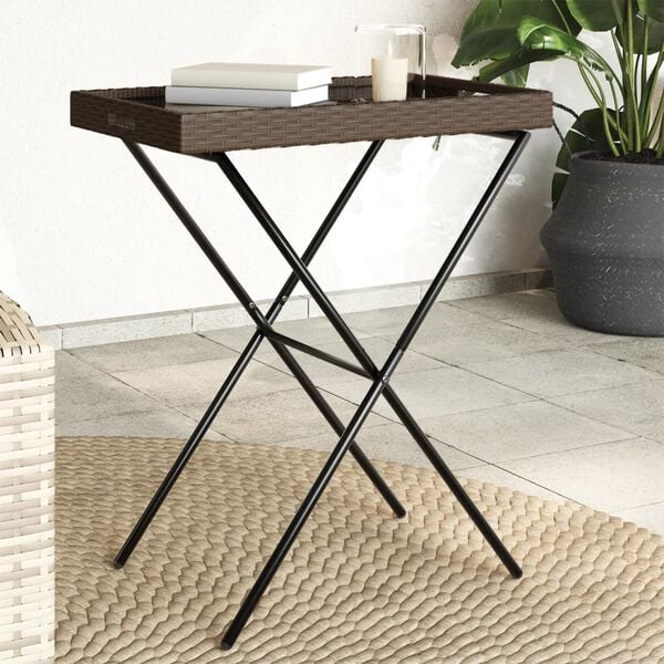 vidaXL Folding Tray Table Brown
