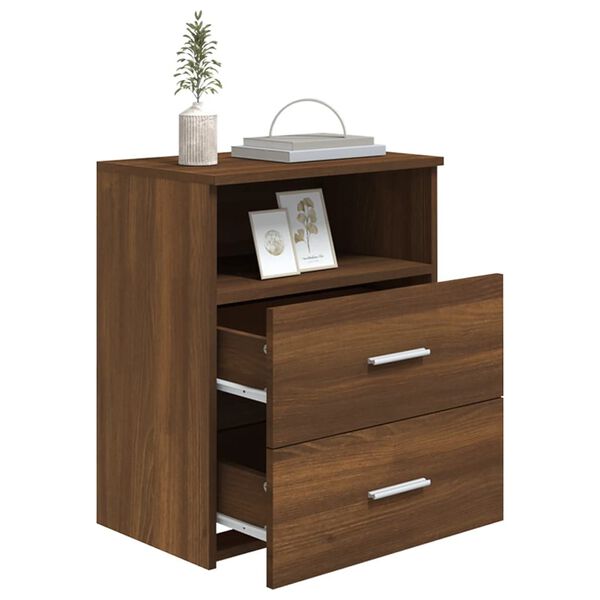vidaXL Bed Cabinet Set of 2 Brown oak Engineered wood Medium