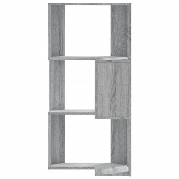 vidaXL Corner Bookcase 3-Tier Grey Sonoma 19.7x19.7x40.2" Engineered Wood