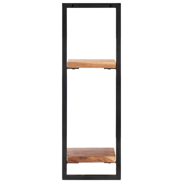 vidaXL Wall Shelf Set of 2 Natural wood and black Solid Acacia wood, Steel