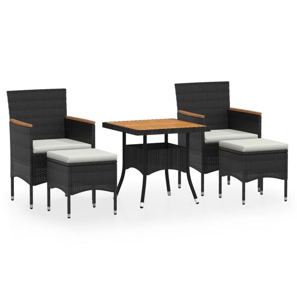 vidaXL Garden Dining Set Black, Cream White Poly Rattan Medium