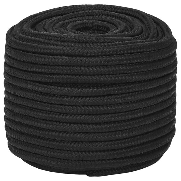 vidaXL Boat Rope Full Black 0.55 " 164.0 ' Polypropylene