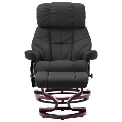 vidaXL Massage Recliner with Ottoman Gray Faux Leather and Bentwood