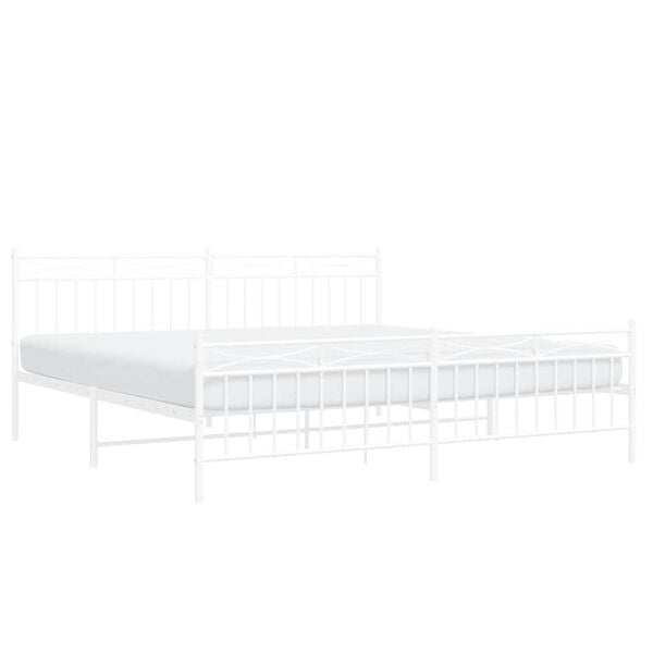 vidaXL Bed Frame White Powder-coated steel Full Bed Frame Rectangular