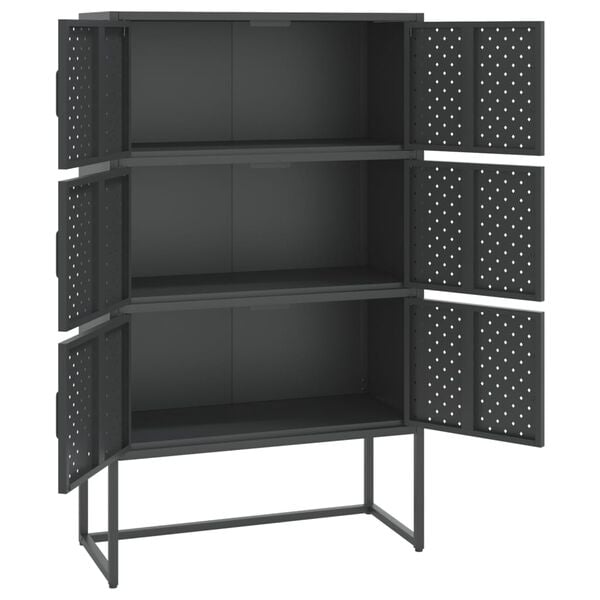 vidaXL Highboard Anthracite Steel Adjustable Feet Highboard